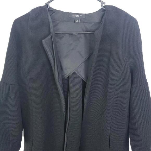 Ann Taylor Jacket Womens M Ribbed Half Sleeve Collarless Open Front Career - Picture 3 of 10